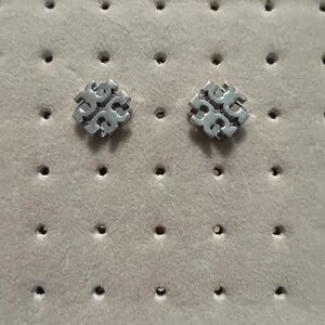 Tory Burch Small T Logo Stud Earrings in Silver